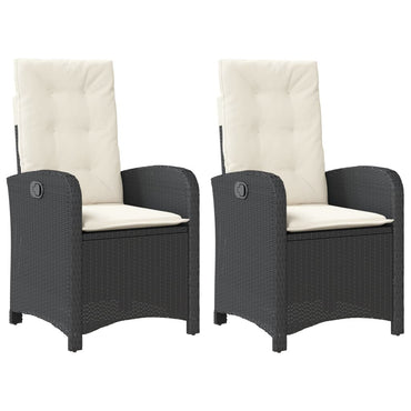 vidaXL Fauteuils de jardin avec coussins 2 pcs Réglables Noir Résine tressée