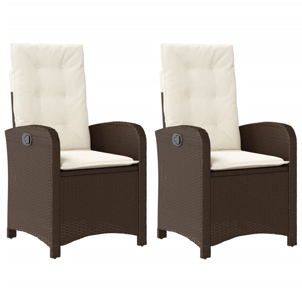 vidaXL Fauteuils de jardin avec coussins 2 pcs Réglables Résine tressée Marron