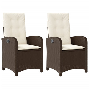vidaXL Fauteuils de jardin avec coussins 2 pcs Réglables Résine tressée Marron