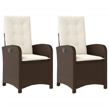 vidaXL Fauteuils de jardin avec coussins 2 pcs Réglables Résine tressée Marron