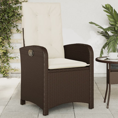 vidaXL Fauteuils de jardin avec coussins 2 pcs Réglables Résine tressée Marron