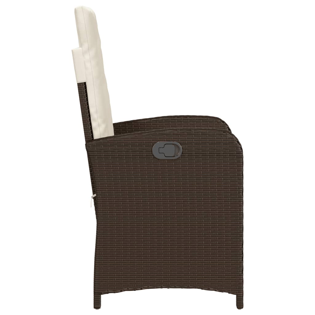 vidaXL Fauteuils de jardin avec coussins 2 pcs Réglables Résine tressée Marron