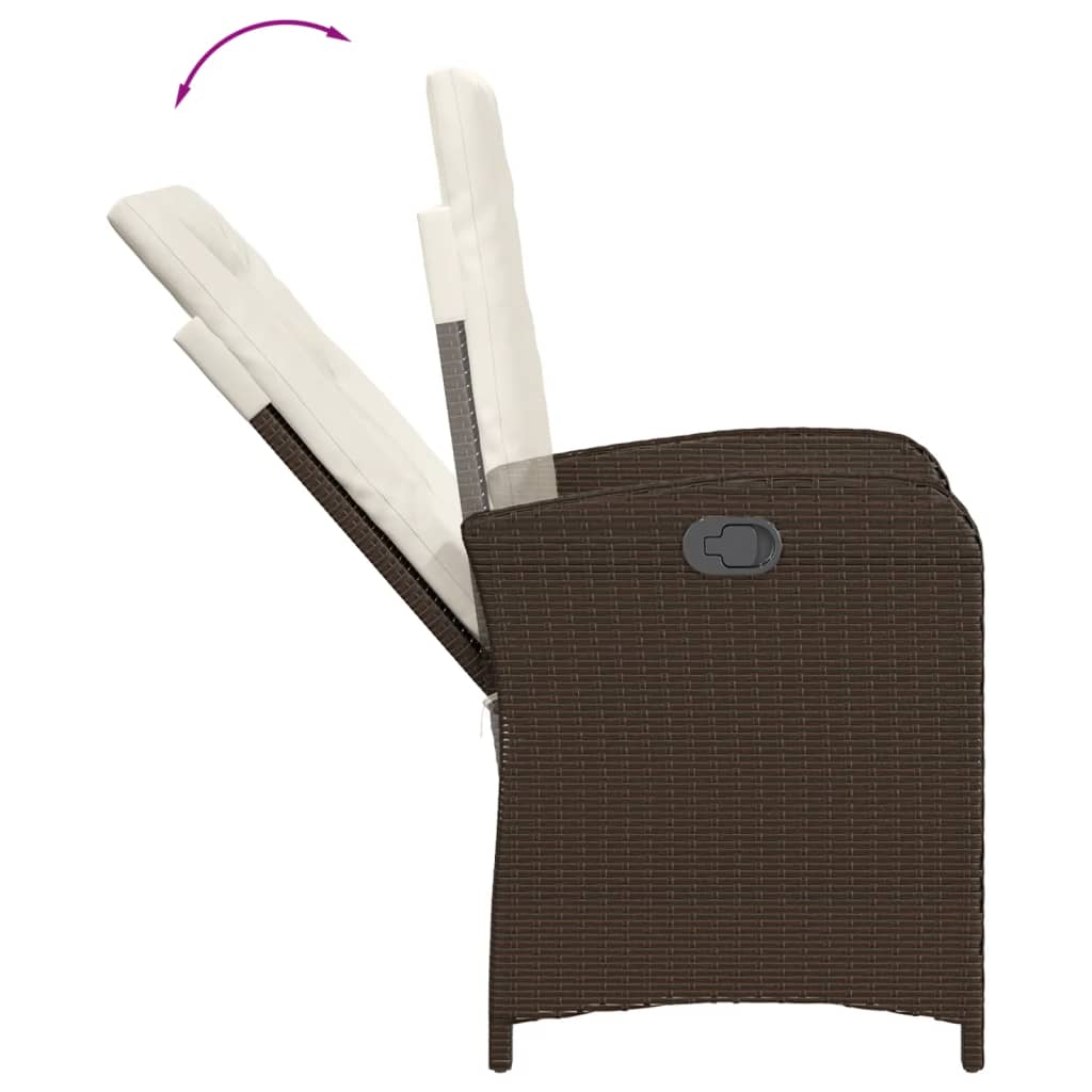 vidaXL Fauteuils de jardin avec coussins 2 pcs Réglables Résine tressée Marron