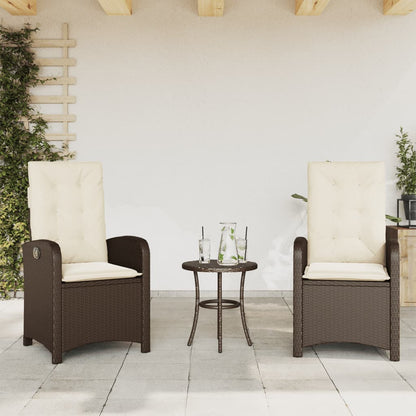 vidaXL Fauteuils de jardin avec coussins 2 pcs Réglables Résine tressée Marron