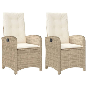 vidaXL Fauteuils de jardin avec coussins 2 pcs Réglables Résine tressée Beige