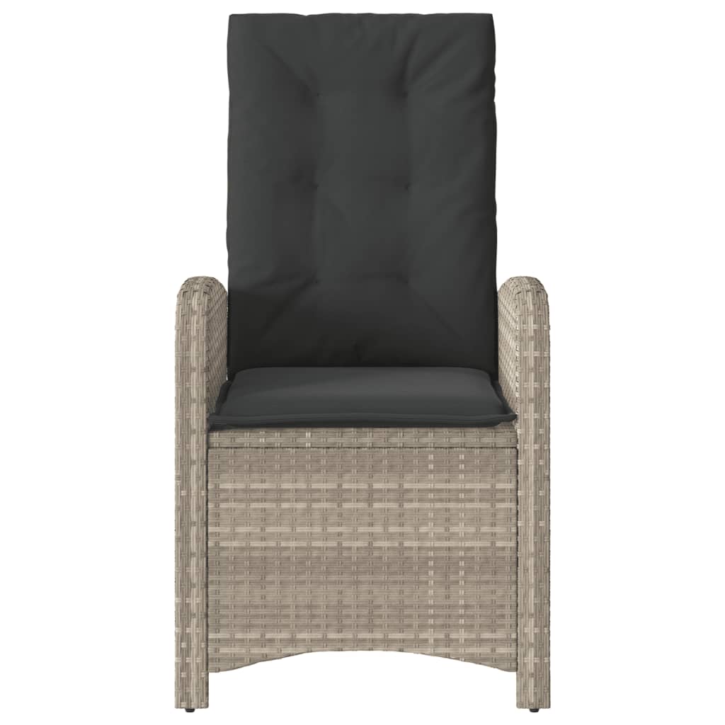 vidaXL Gartensessel mit Kissen 2 Stk. Verstellbar Hellgrau Poly Rattan