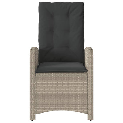 vidaXL Gartensessel mit Kissen 2 Stk. Verstellbar Hellgrau Poly Rattan