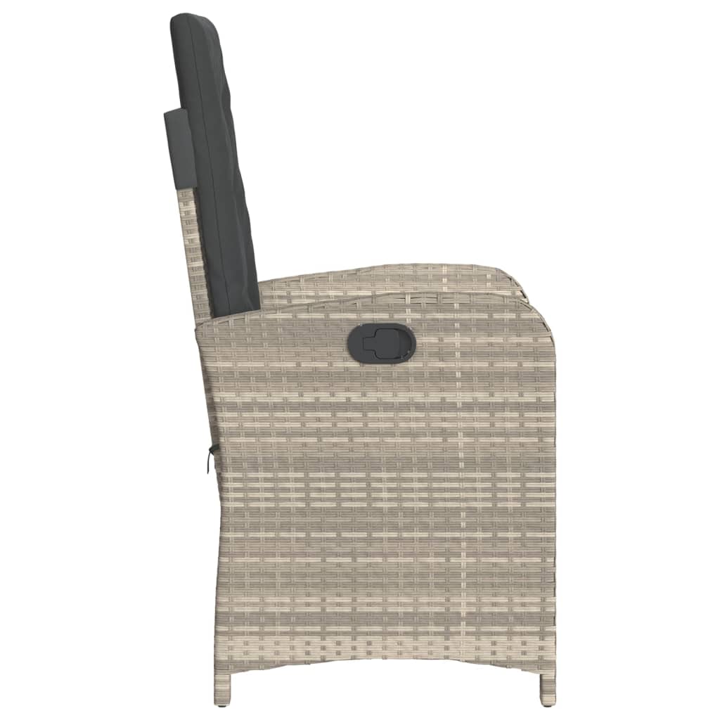 vidaXL Gartensessel mit Kissen 2 Stk. Verstellbar Hellgrau Poly Rattan