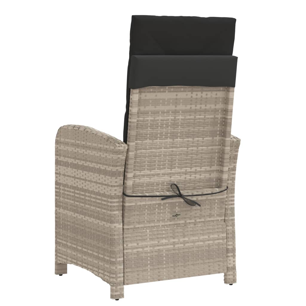 vidaXL Gartensessel mit Kissen 2 Stk. Verstellbar Hellgrau Poly Rattan
