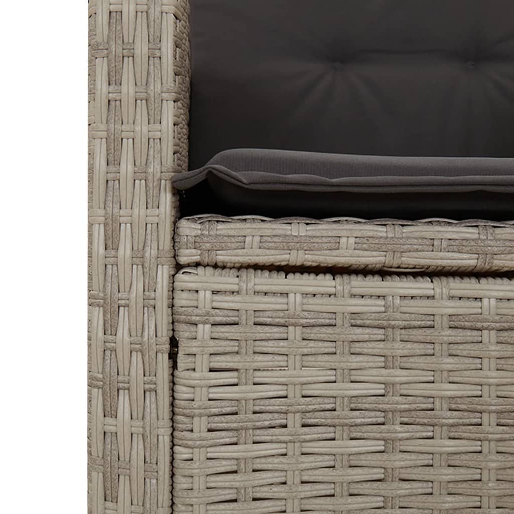 vidaXL Gartensessel mit Kissen 2 Stk. Verstellbar Hellgrau Poly Rattan