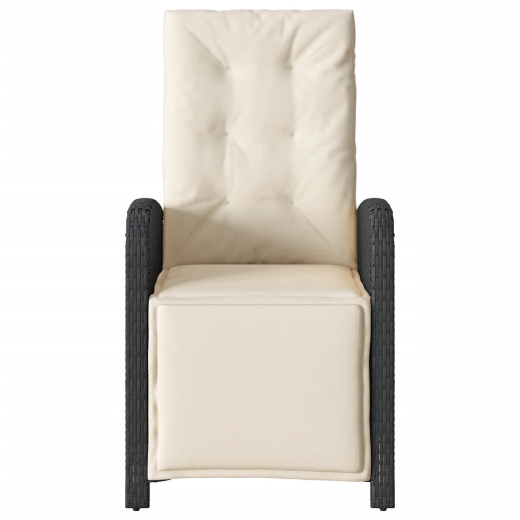 vidaXL Fauteuil de jardin avec repose-pieds Réglable Résine tressée Noir