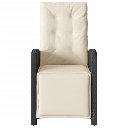 vidaXL Fauteuil de jardin avec repose-pieds Réglable Résine tressée Noir