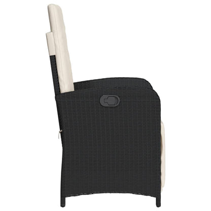 vidaXL Fauteuil de jardin avec repose-pieds Réglable Résine tressée Noir