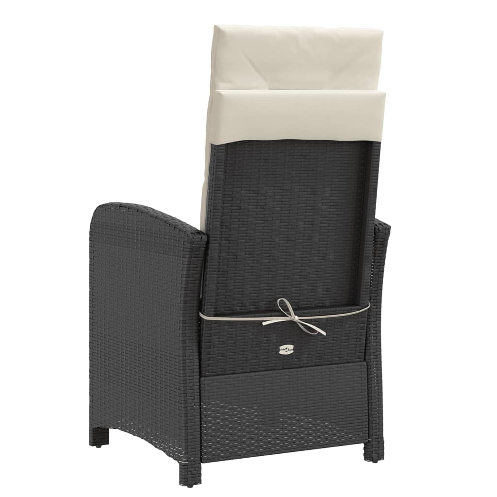 vidaXL Fauteuil de jardin avec repose-pieds Réglable Résine tressée Noir