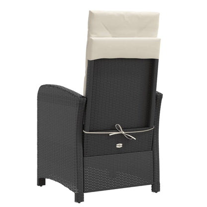 vidaXL Fauteuil de jardin avec repose-pieds Réglable Résine tressée Noir