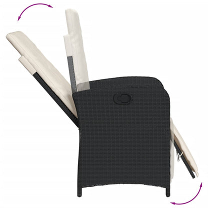 vidaXL Fauteuil de jardin avec repose-pieds Réglable Résine tressée Noir