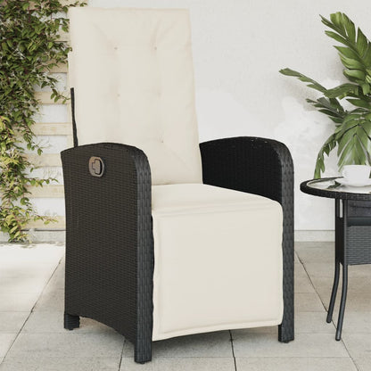 vidaXL Fauteuil de jardin avec repose-pieds Réglable Résine tressée Noir