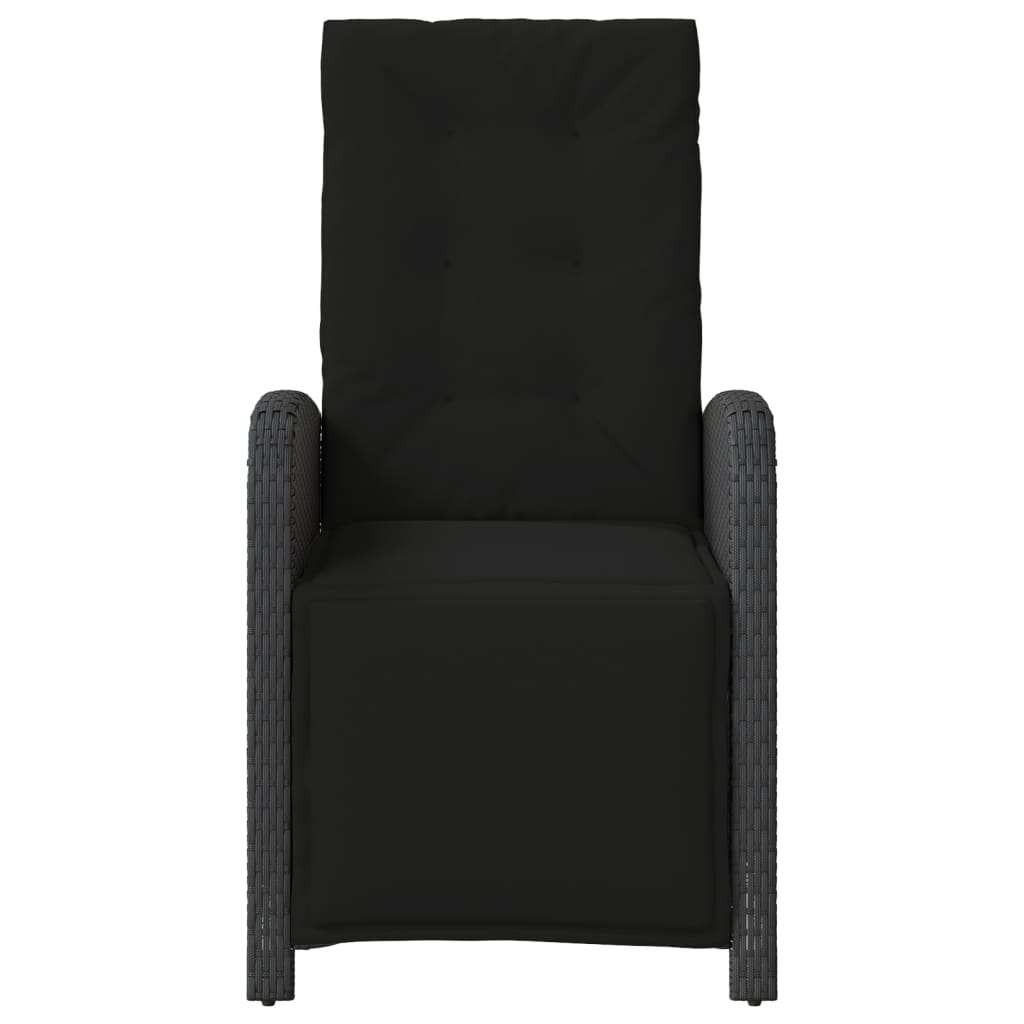 vidaXL Gartensessel mit Fußteil Verstellbar Schwarz Poly Rattan