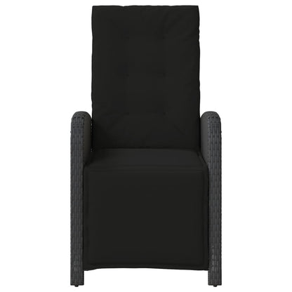 vidaXL Gartensessel mit Fußteil Verstellbar Schwarz Poly Rattan