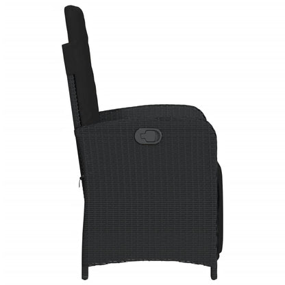 vidaXL Gartensessel mit Fußteil Verstellbar Schwarz Poly Rattan