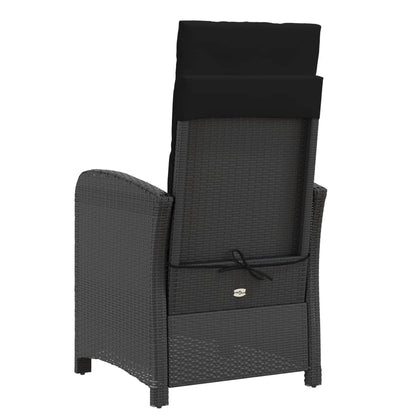vidaXL Gartensessel mit Fußteil Verstellbar Schwarz Poly Rattan