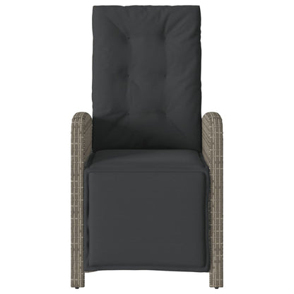vidaXL Gartensessel mit Fußteil Verstellbar Grau Poly Rattan