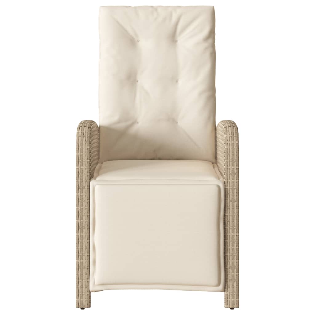 vidaXL Gartensessel mit Fußteil Verstellbar Beige Poly Rattan