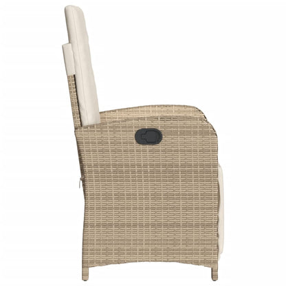 vidaXL Gartensessel mit Fußteil Verstellbar Beige Poly Rattan
