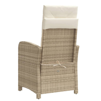 vidaXL Gartensessel mit Fußteil Verstellbar Beige Poly Rattan