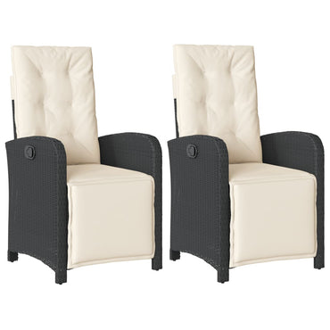 vidaXL Gartensessel mit Fußteil 2 Stk. Verstellbar Schwarz Poly Rattan