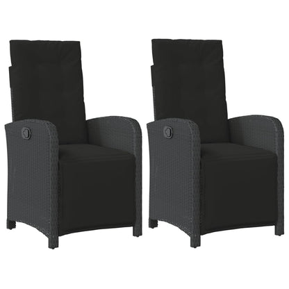 vidaXL Gartensessel mit Fußteil 2 Stk. Verstellbar Schwarz Poly Rattan