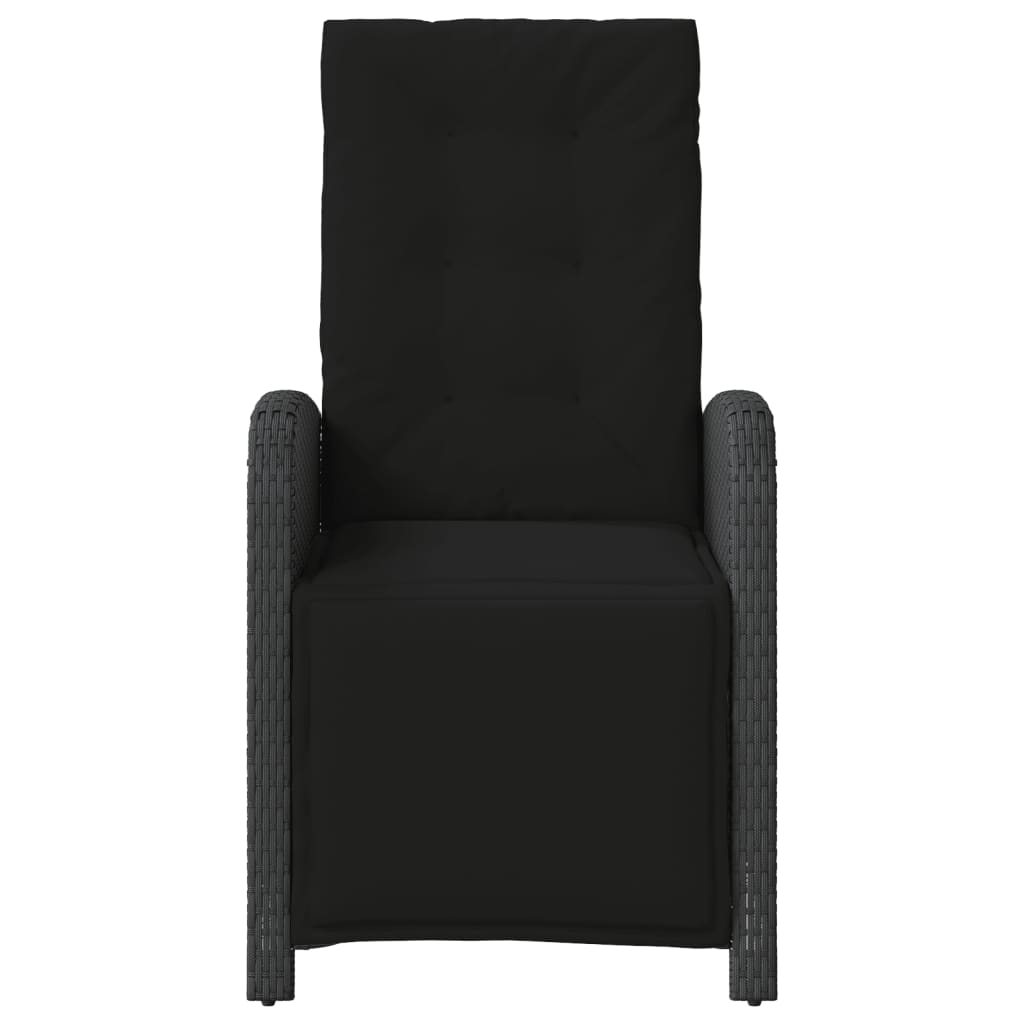 vidaXL Gartensessel mit Fußteil 2 Stk. Verstellbar Schwarz Poly Rattan