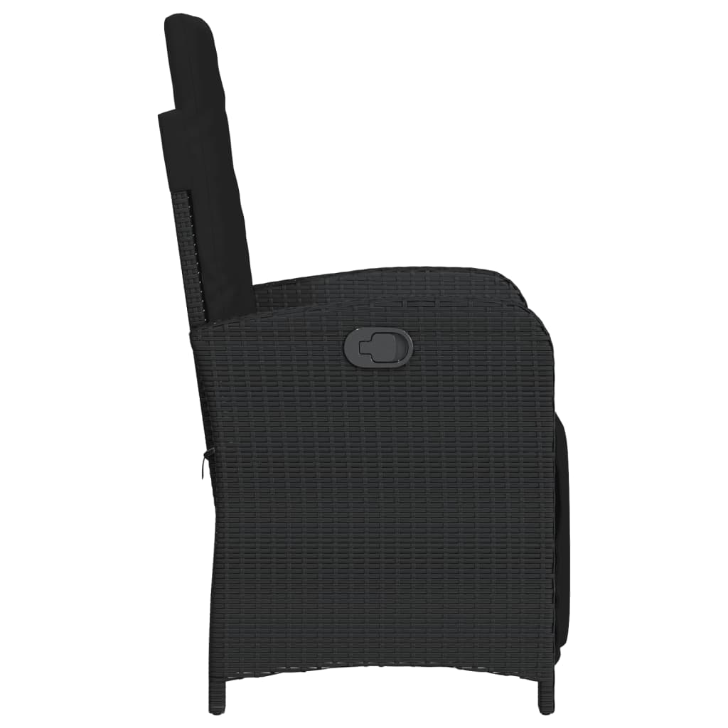 vidaXL Gartensessel mit Fußteil 2 Stk. Verstellbar Schwarz Poly Rattan