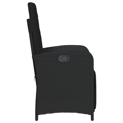 vidaXL Gartensessel mit Fußteil 2 Stk. Verstellbar Schwarz Poly Rattan