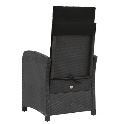 vidaXL Gartensessel mit Fußteil 2 Stk. Verstellbar Schwarz Poly Rattan