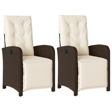 vidaXL Gartensessel mit Fußteil 2 Stk. Verstellbar Braun Poly Rattan
