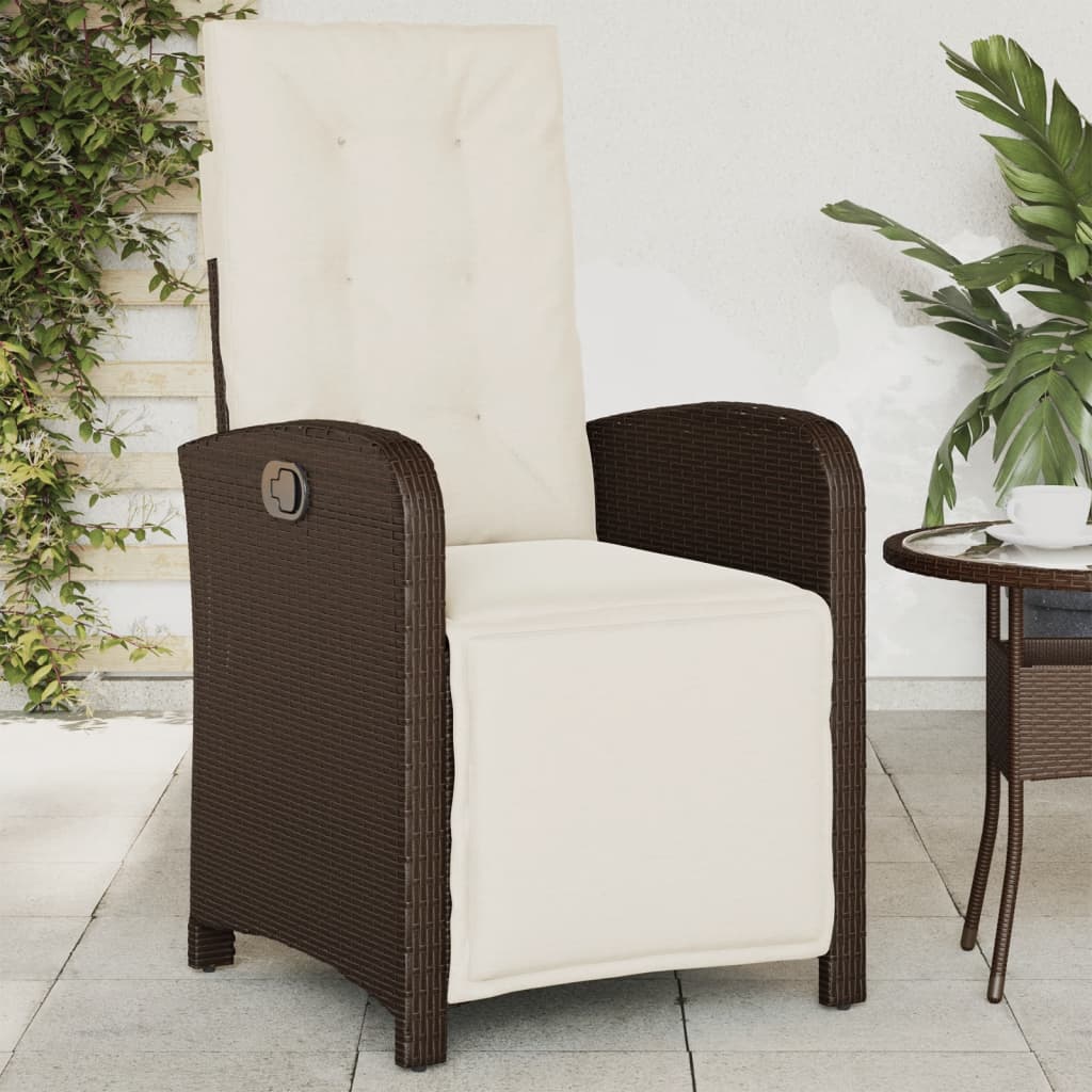 vidaXL Gartensessel mit Fußteil 2 Stk. Verstellbar Braun Poly Rattan