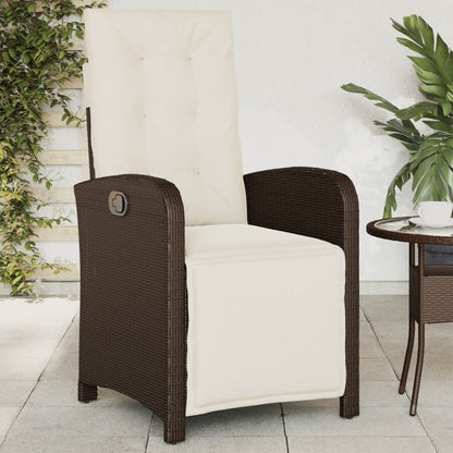 vidaXL Gartensessel mit Fußteil 2 Stk. Verstellbar Braun Poly Rattan