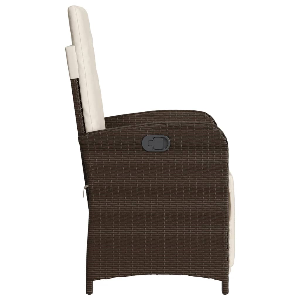 vidaXL Gartensessel mit Fußteil 2 Stk. Verstellbar Braun Poly Rattan