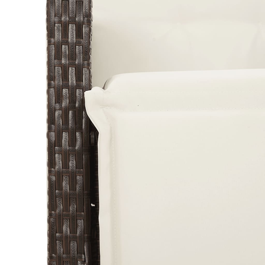 vidaXL Gartensessel mit Fußteil 2 Stk. Verstellbar Braun Poly Rattan