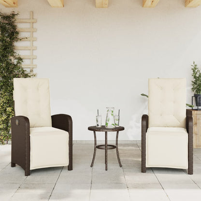 vidaXL Gartensessel mit Fußteil 2 Stk. Verstellbar Braun Poly Rattan