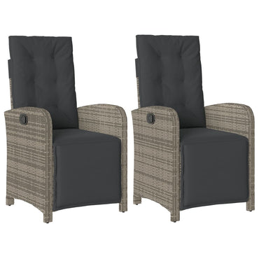 vidaXL Fauteuils de jardin avec repose-pieds 2 pcs Réglable Gris Résine Tressée
