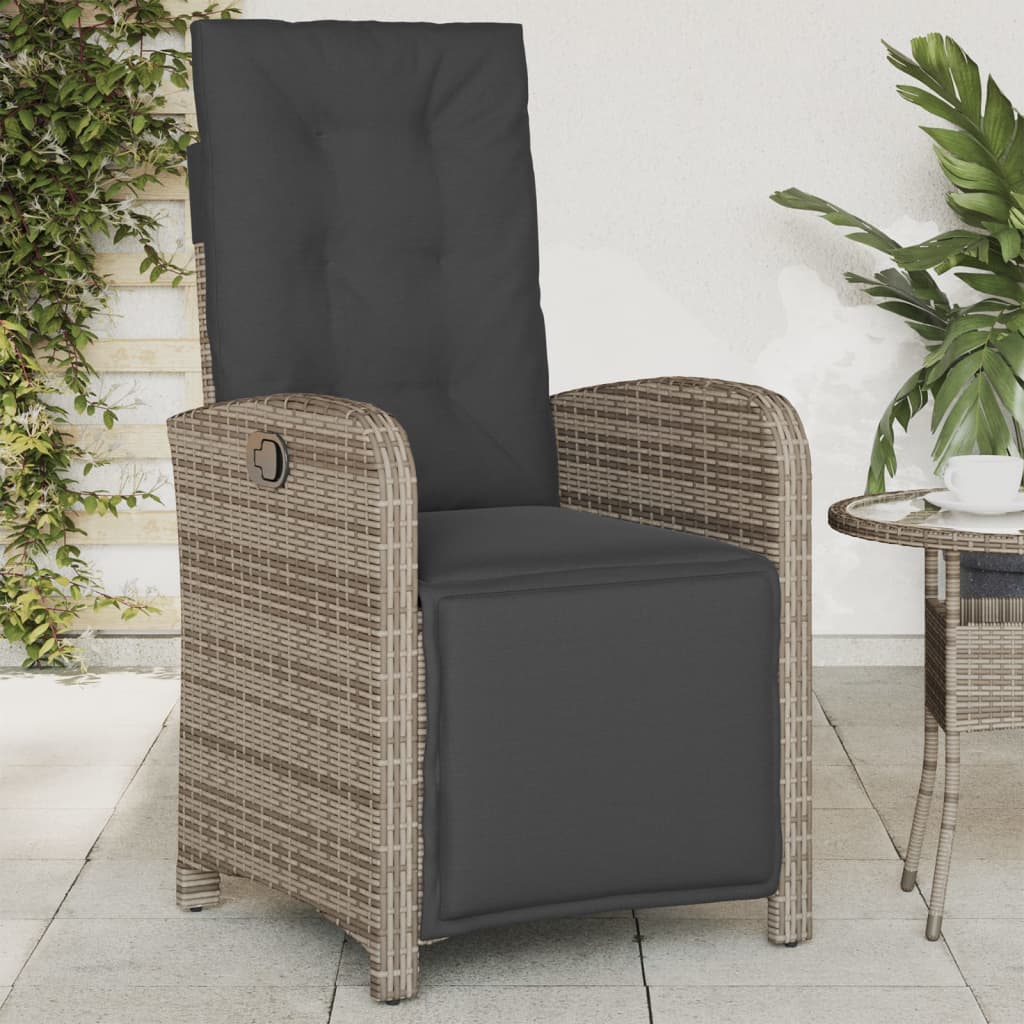 vidaXL Fauteuils de jardin avec repose-pieds 2 pcs Réglable Gris Résine Tressée