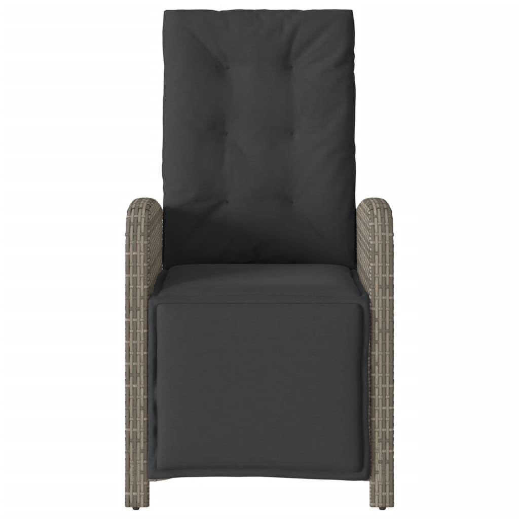 vidaXL Fauteuils de jardin avec repose-pieds 2 pcs Réglable Gris Résine Tressée