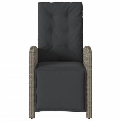 vidaXL Fauteuils de jardin avec repose-pieds 2 pcs Réglable Gris Résine Tressée
