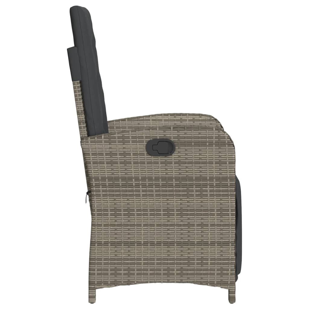 vidaXL Fauteuils de jardin avec repose-pieds 2 pcs Réglable Gris Résine Tressée