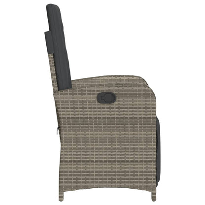 vidaXL Fauteuils de jardin avec repose-pieds 2 pcs Réglable Gris Résine Tressée