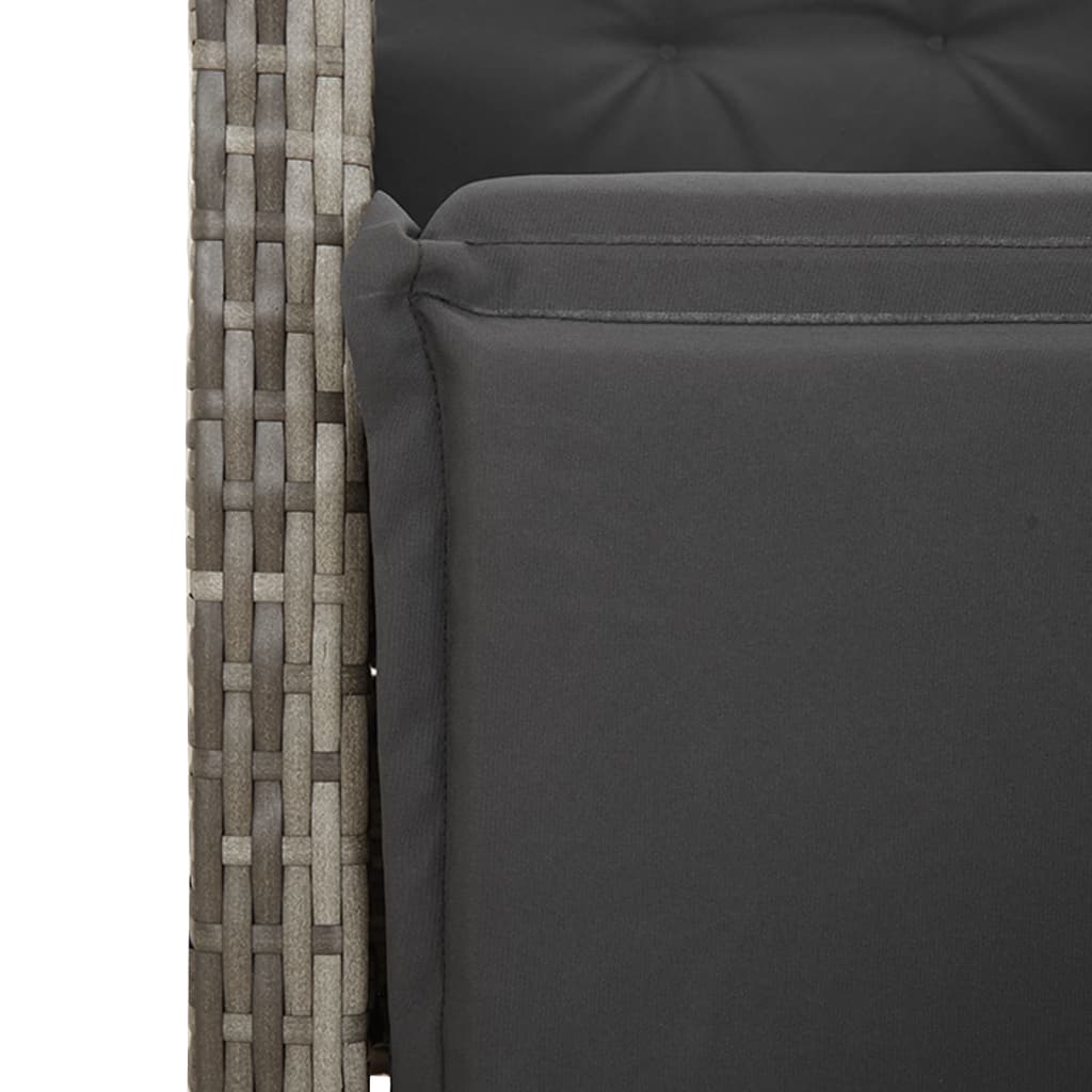 vidaXL Fauteuils de jardin avec repose-pieds 2 pcs Réglable Gris Résine Tressée