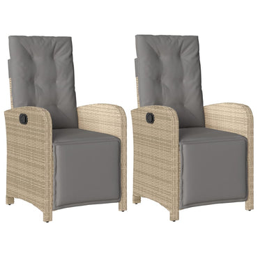 vidaXL Fauteuils de jardin avec repose-pieds 2 pcs. Résine tressée réglable