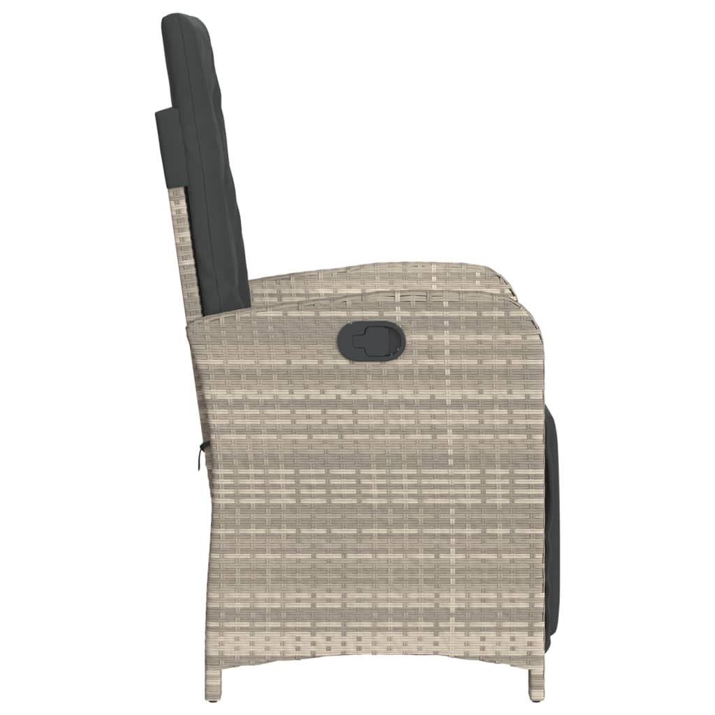 vidaXL Gartensessel mit Fußteil 2Stk. Verstellbar Hellgrau Poly Rattan